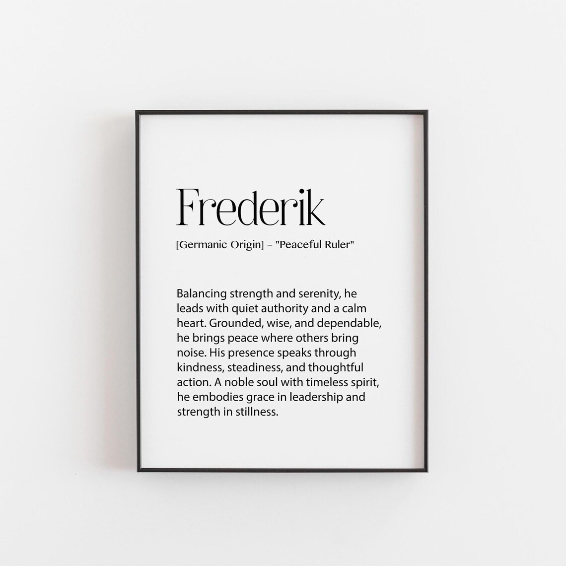 Frederik Name Art Quiet Authority Definition Print Minimalist Office Decor Gift For Grounded Men Thoughtful Leaders Nursery Poster