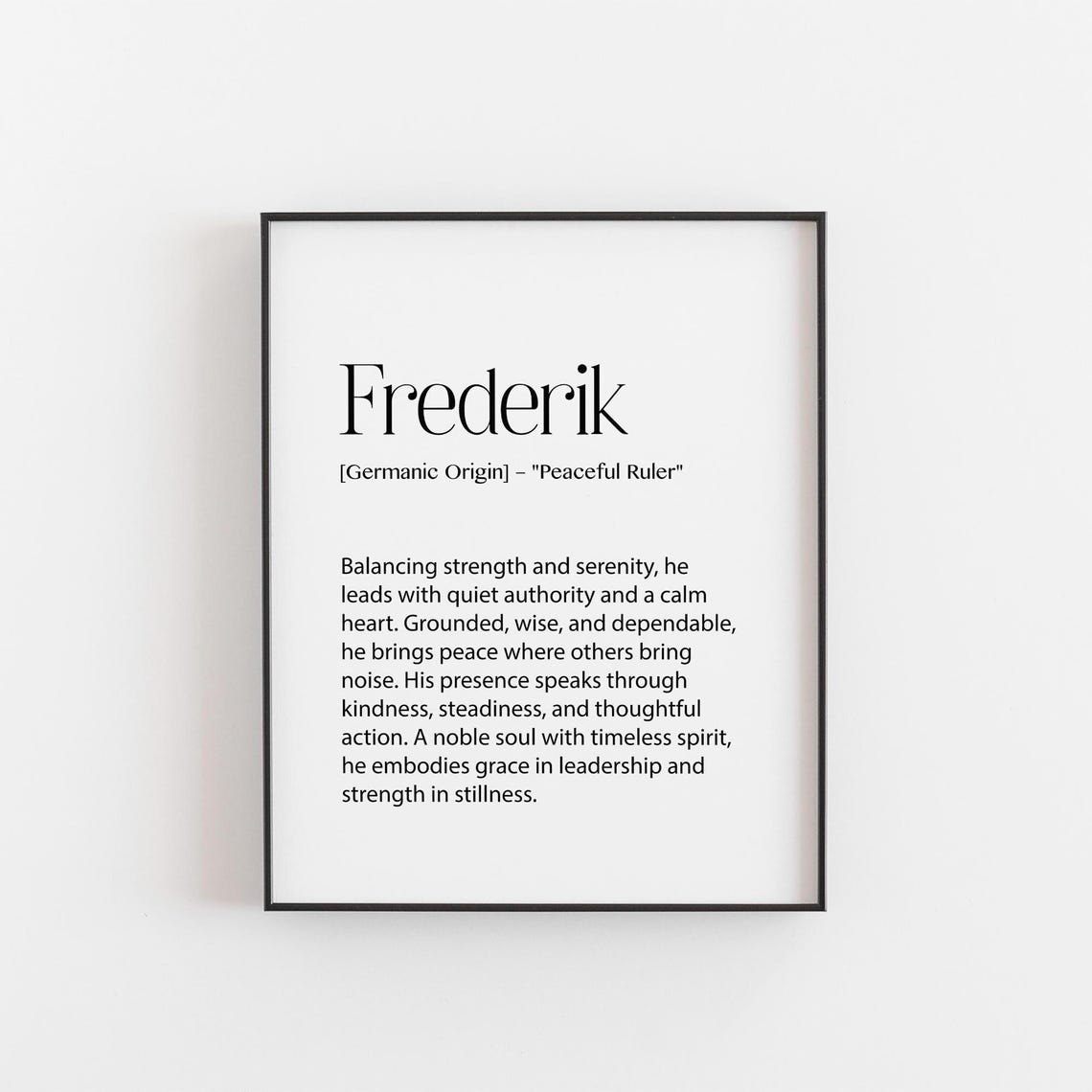 Frederik Name Meaning Peaceful Ruler Definition Minimalist Wall Print
