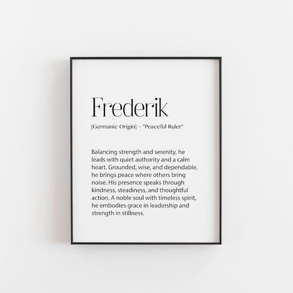 Frederik Name Meaning Peaceful Ruler Definition Minimalist Wall Print
