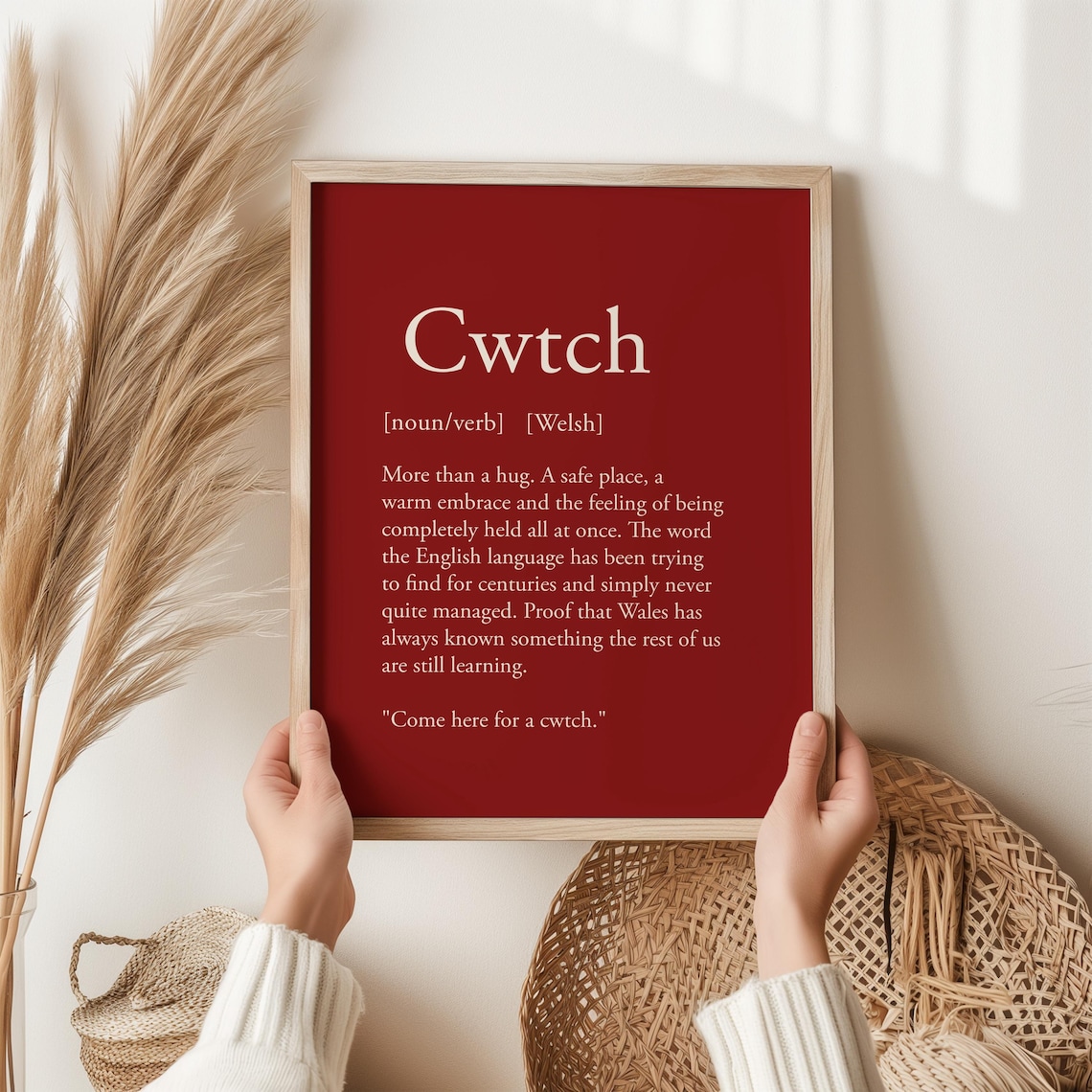 Cwtch Welsh Print, Hug Wales Travel Poster