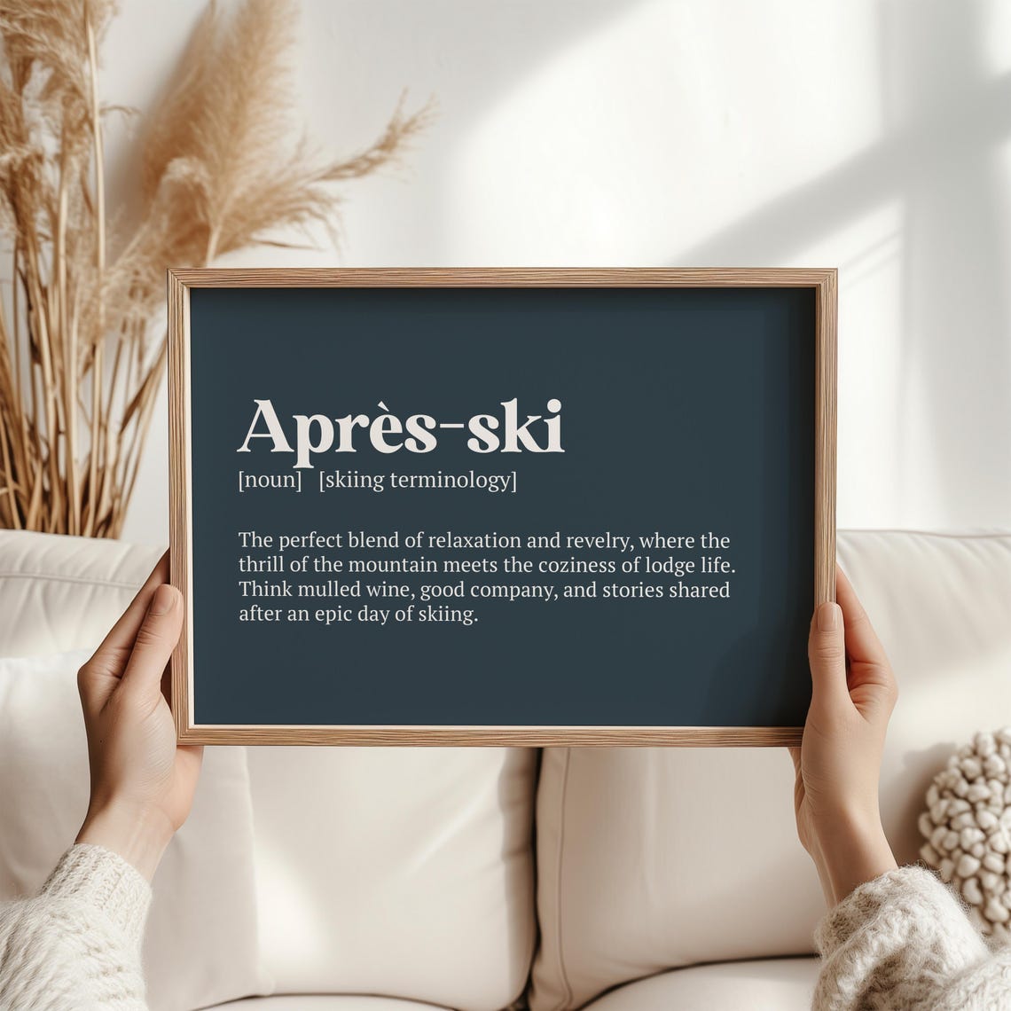 Apres Ski Definition Wall Art Deep Teal Mulled Wine Lodge Gift