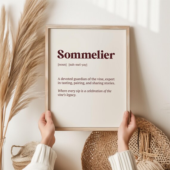 Sommelier Definition Wall Art Wine Expert Print Elegant Gift For Lovers Minimalist Bar Decor French Poster Vino Artwork