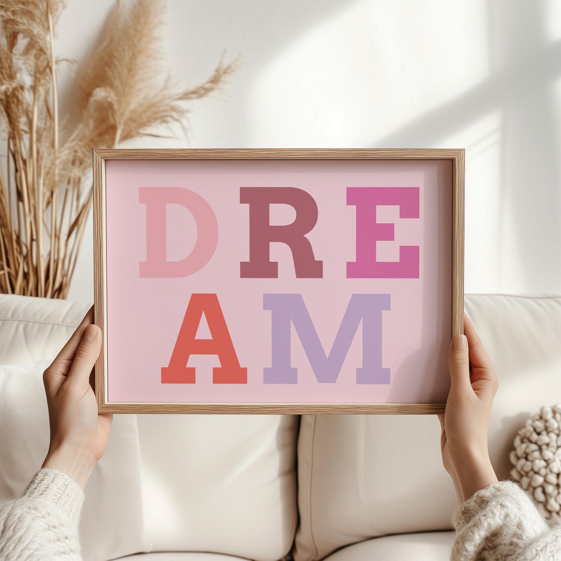 Dream Bold Block Letter Print Colorful Modern Motivational Wall Decor - Image 4