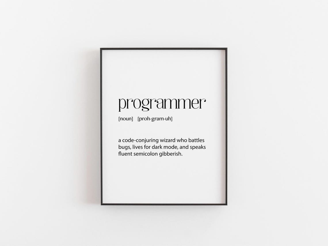 Funny Programmer Definition Dictionary Humor Coding Gift Wall Art