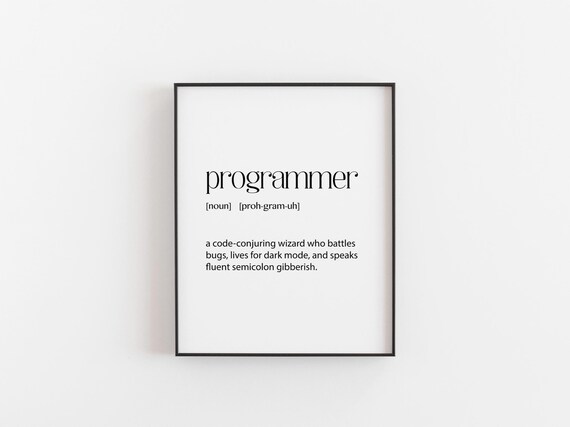 Funny Programmer Definition Dictionary Humor Coding Gift Wall Art