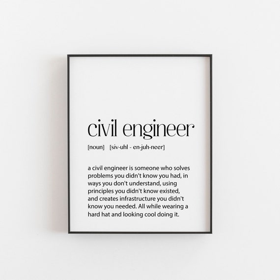 Civil Engineer Definition Art Print, Birthday Gift