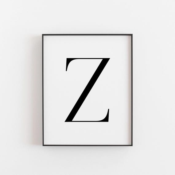 Letter Z Poster Print, Minimalist Typography