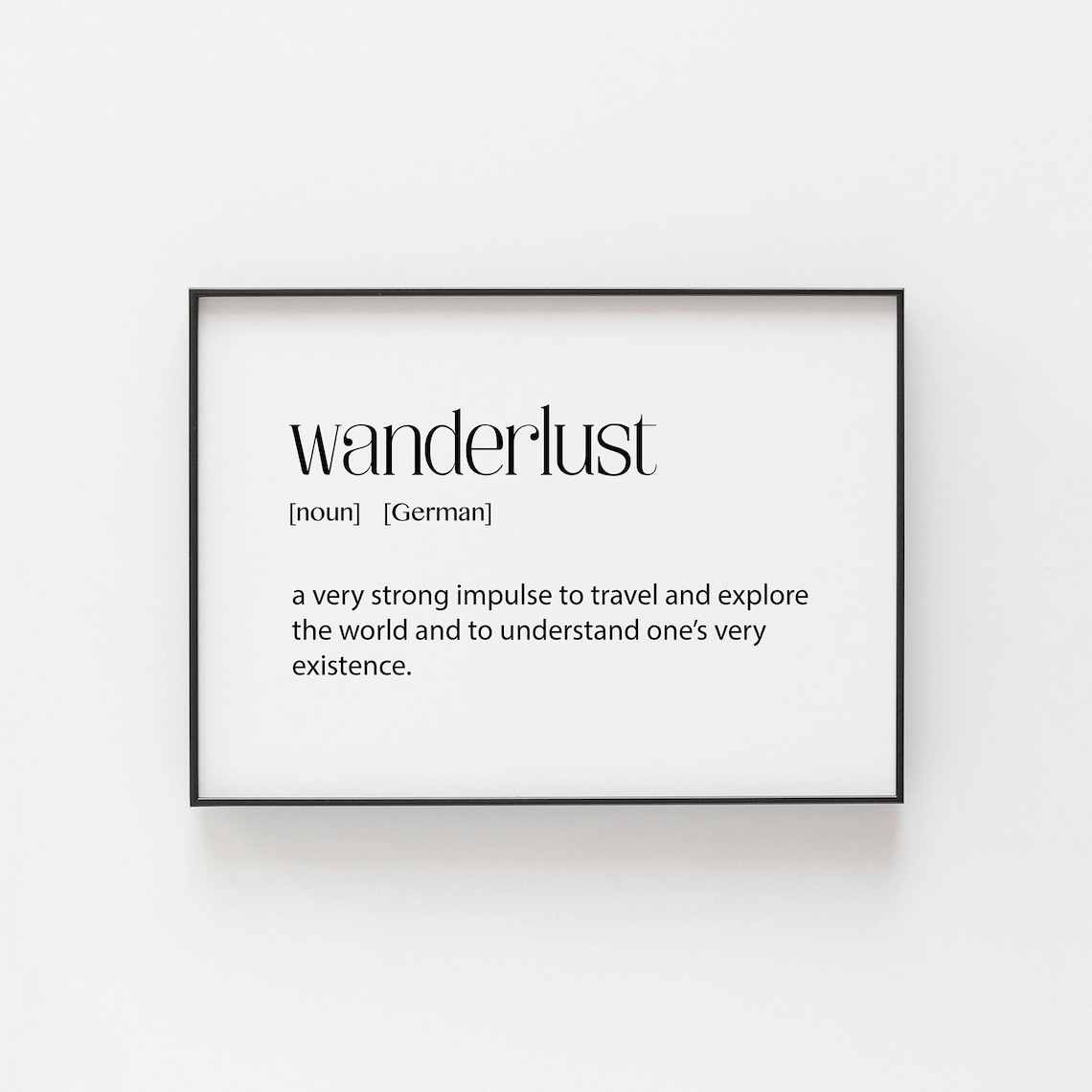 Wanderlust Definition Art Print, German Travel Gift
