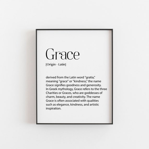 Grace Name Meaning Art Print, Nursery Wall Decor