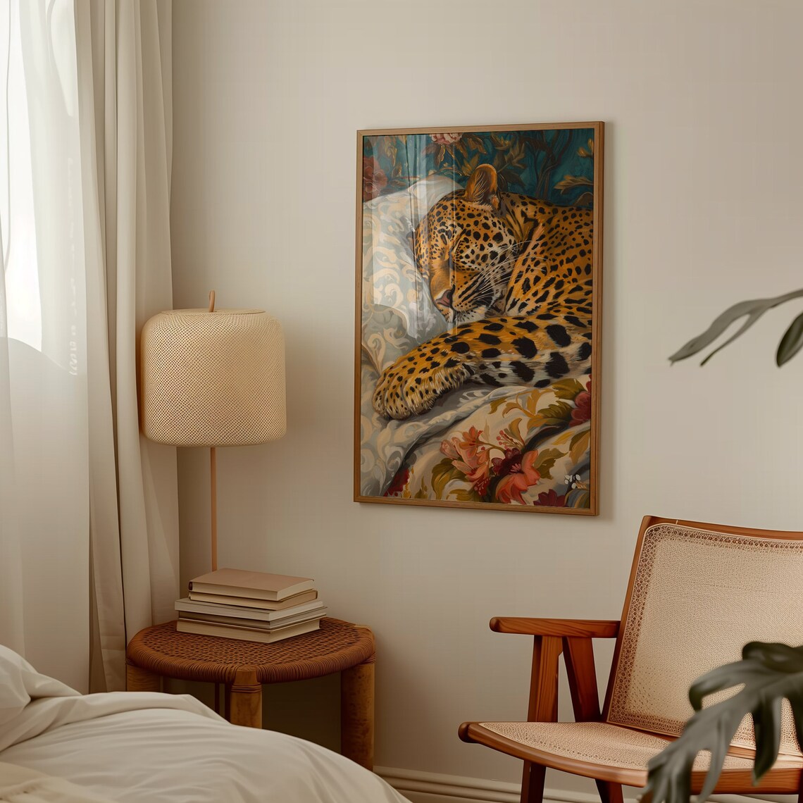 Leopard Sleeping In Bed, Romanticism Art Print - Image 2