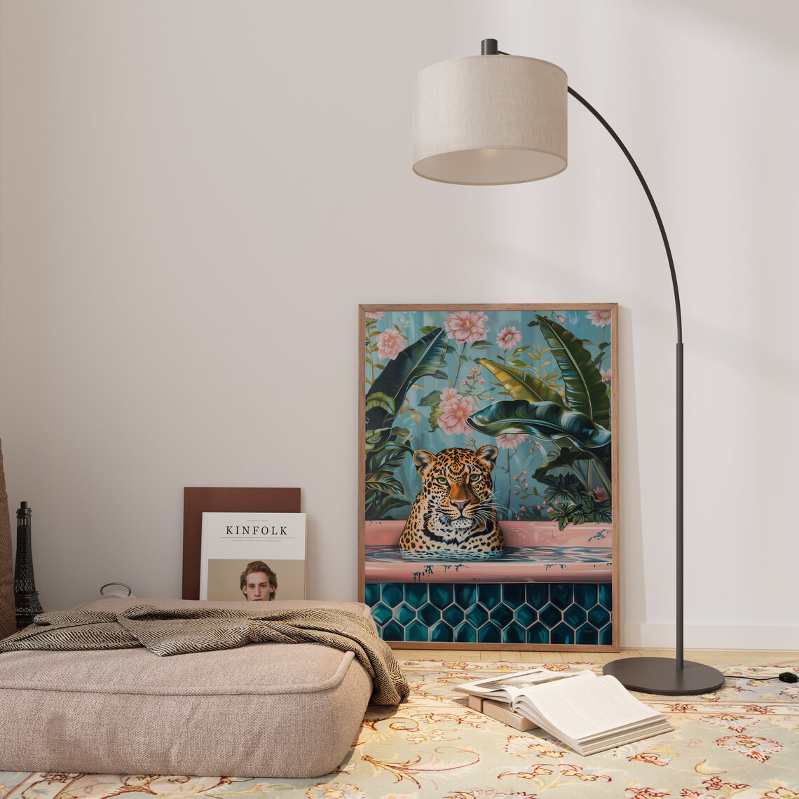 Leopard Taking A Bath Art Print, Eclectic Bathroom Decor - Image 3