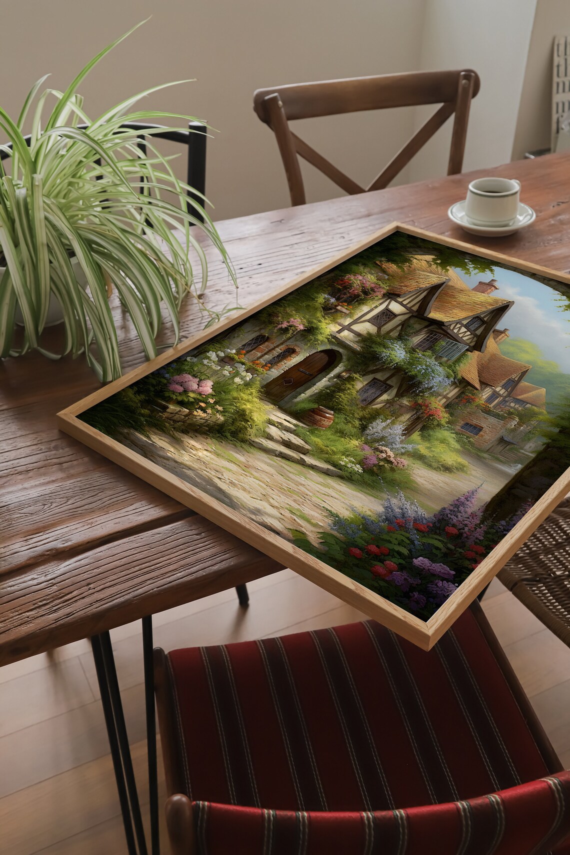 Old English Cottages Village Scene Art Print, Cottagecore - Image 2