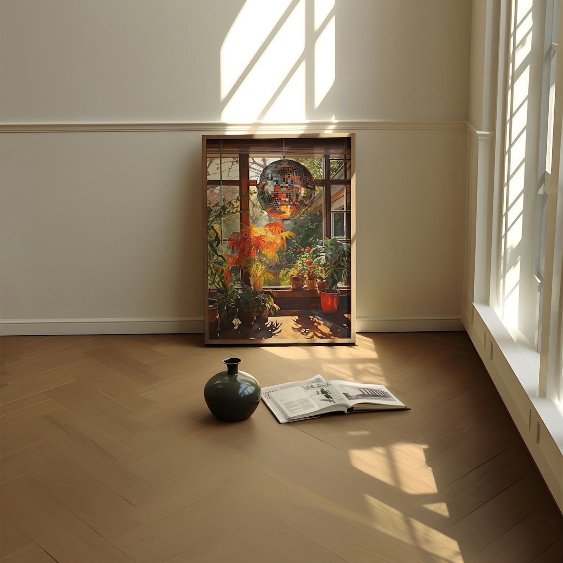 Disco Ball Conservatory Art Print, 1970s Retro Style - Image 4