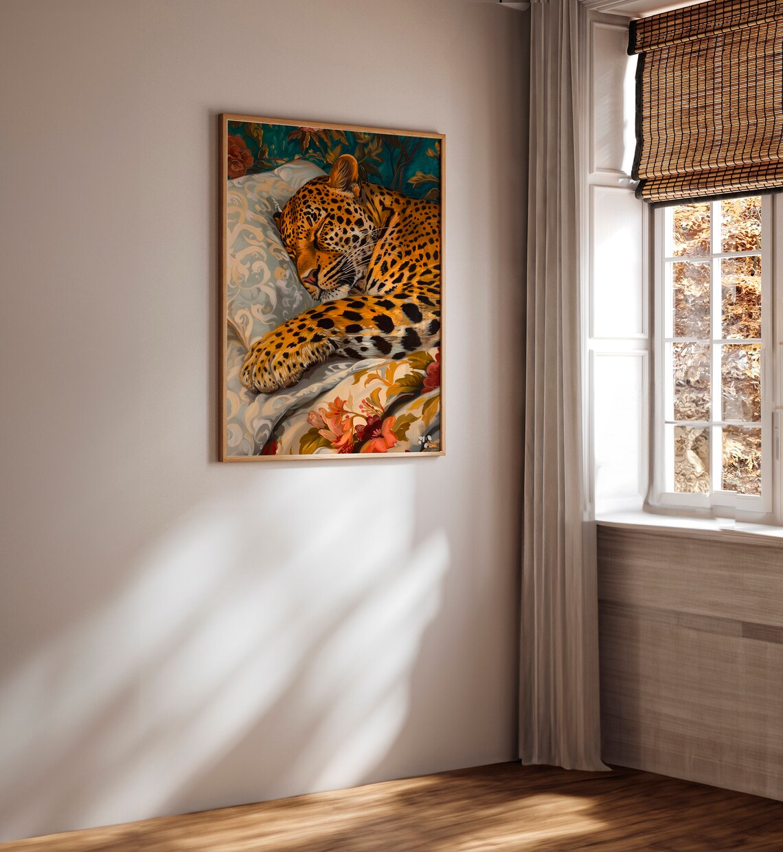 Leopard Sleeping In Bed, Romanticism Art Print - Image 4