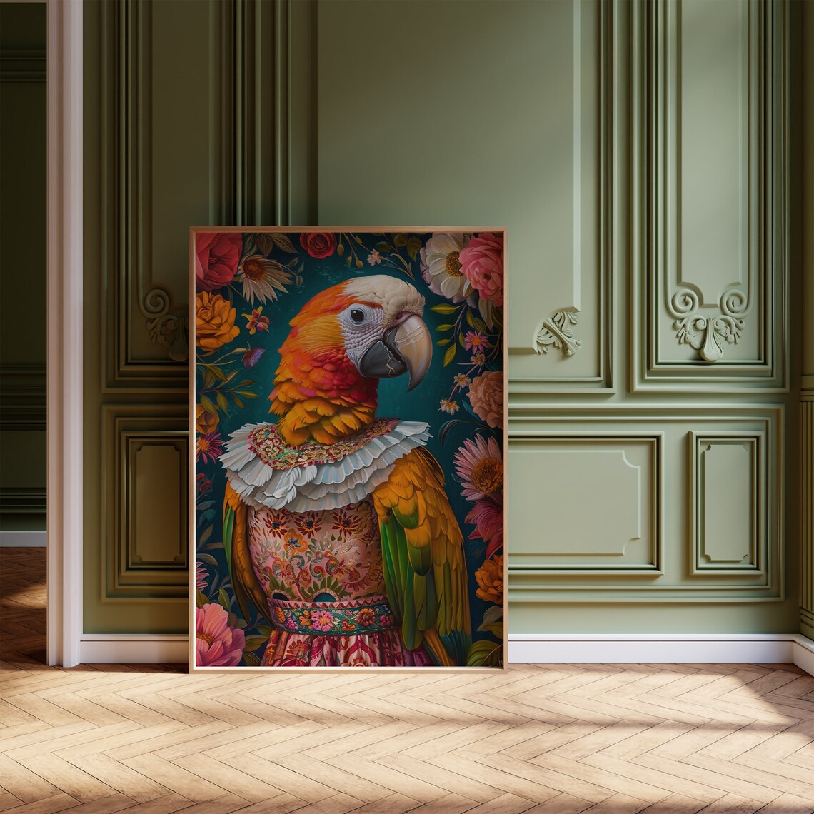 Maximalist Eclectic Fashionista Parrot Art Print - Image 4