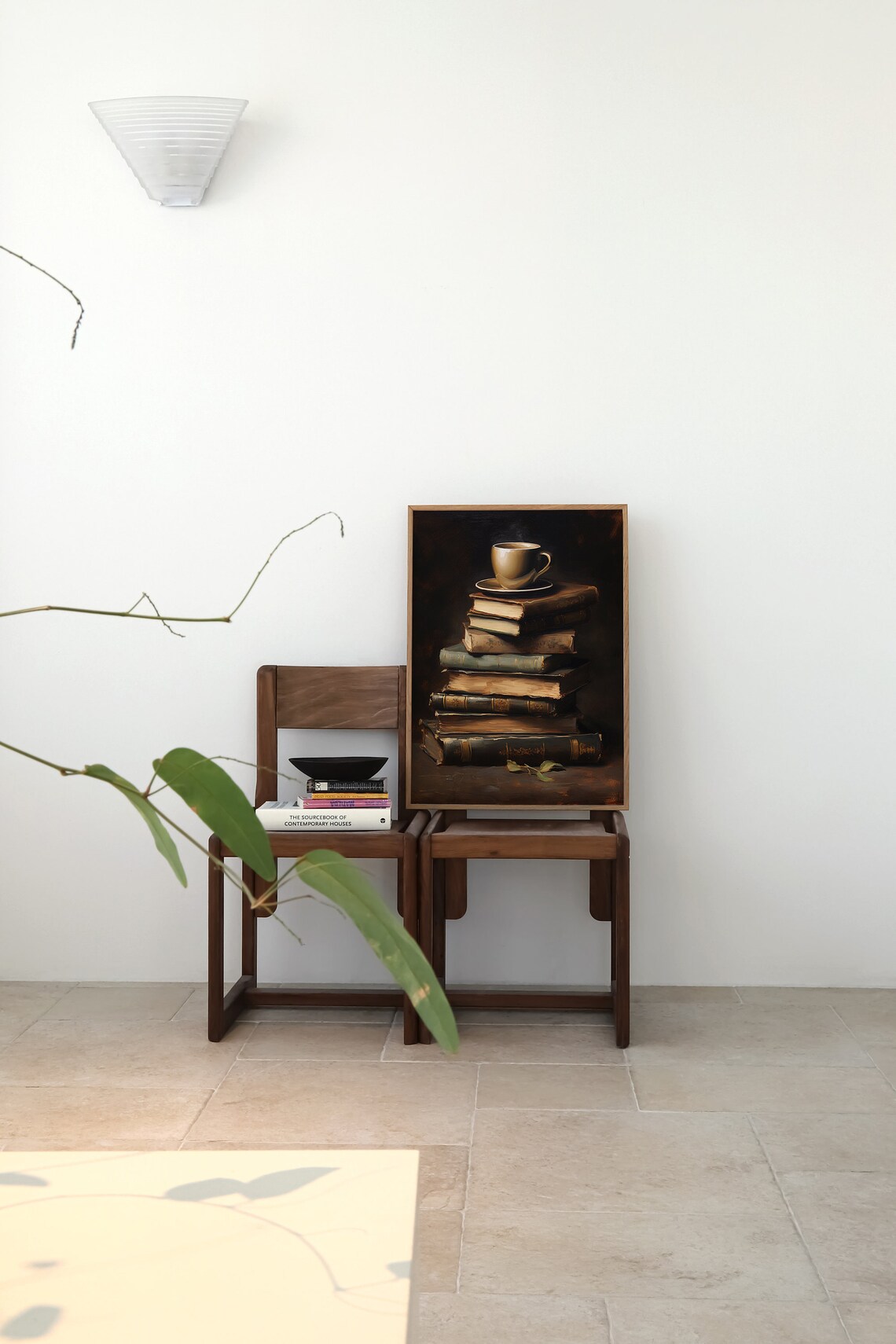 Books And Coffee Cup Art Print, Dark Academia - Image 3