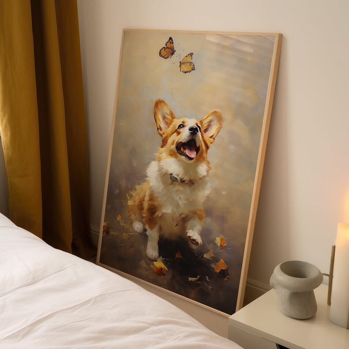 Corgi Oil Painting Print, Funny Dog Gift
