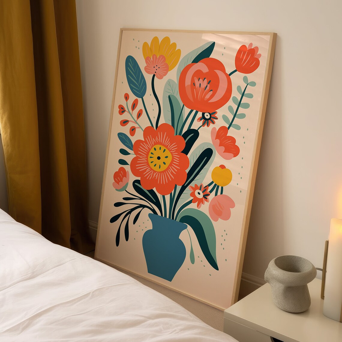 Bouquet Of Flowers Matisse-Inspired Floral Art Print