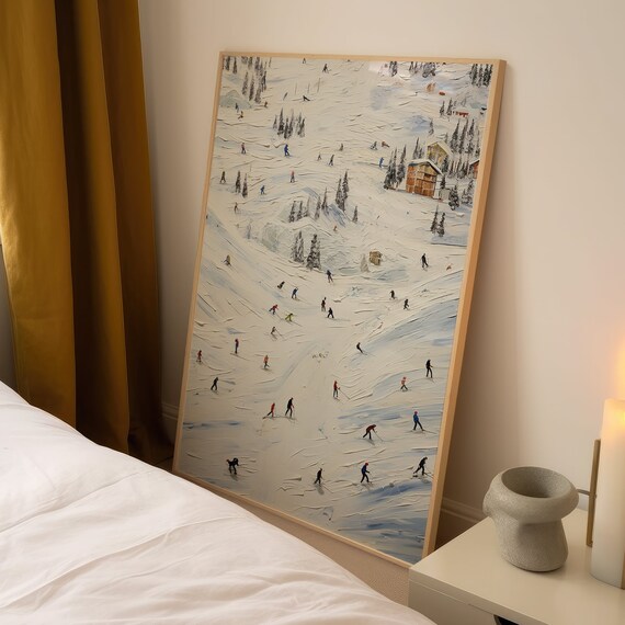 Ski Sport Winter Decor Art Print, Snowy Mountain