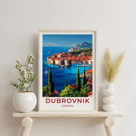 Dubrovnik Vintage Travel Poster, Croatia Wall Art