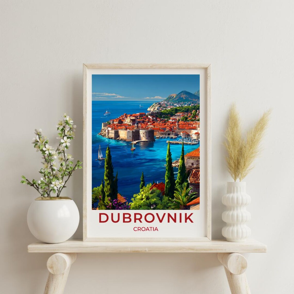 Dubrovnik Vintage Travel Poster, Croatia Wall Art
