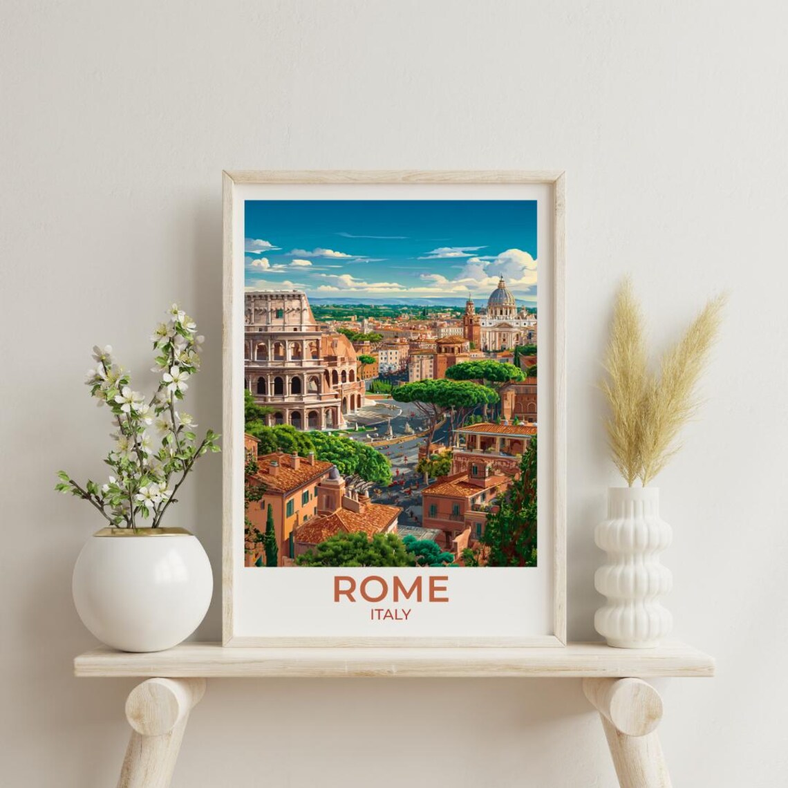 Rome Travel Art Italy Vintage Scenic Travel Poster