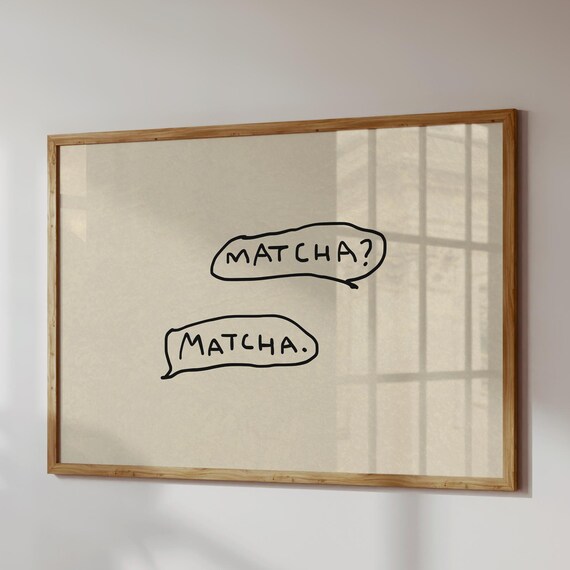 Matcha Print Modern Kitchen Wall Art Neutral Coffee Bar Decor Digital Download Horizontal