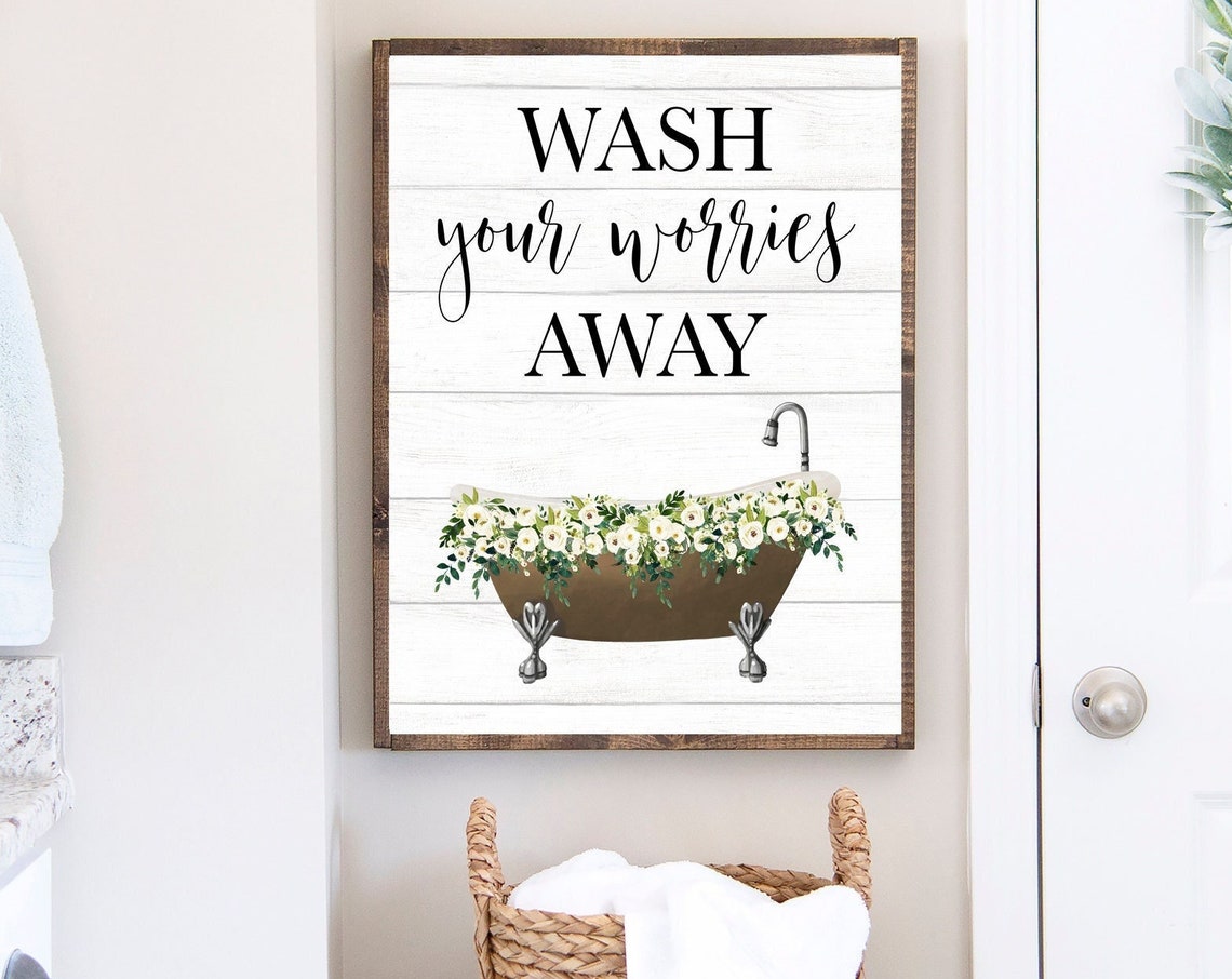 Copper Clawfoot Bathtub Florals Wash Your Worries Away Poster