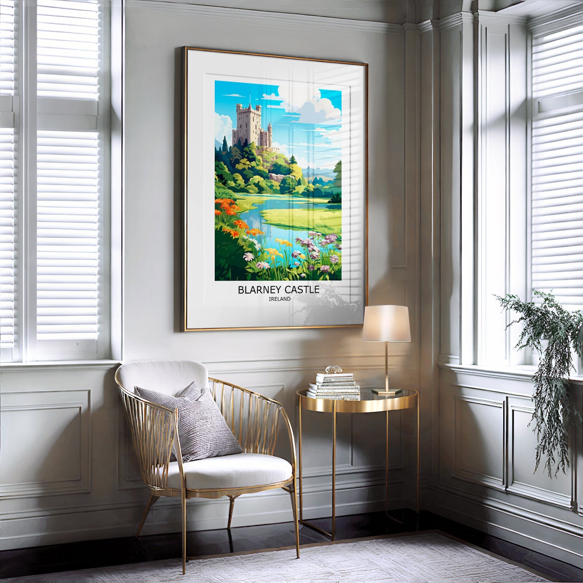 Blarney Castle Ireland Flowers Garden Illustration Art Poster - Image 2