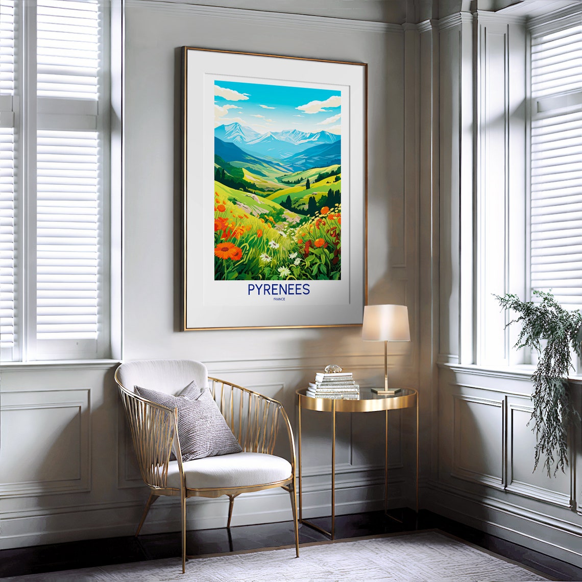 Pyrenees France Wildflower Meadow Mountain Valley Travel Poster - Image 2