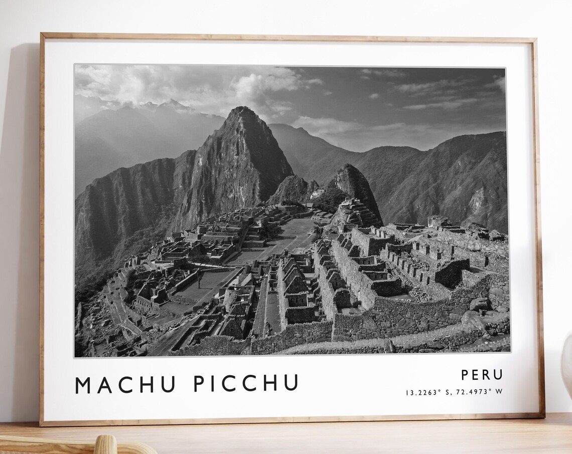 Machu Picchu Travel Print Machu Picchu Travel Poster Peru Travel Print Peru Travel Art Travel Poster Black And White Gift A1a2a3a4