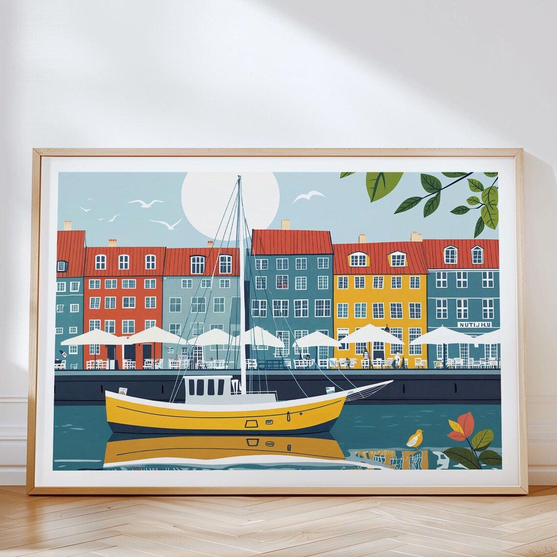 Copenhagen Denmark Nyhavn Harbor Colorful Waterfront Boat Poster