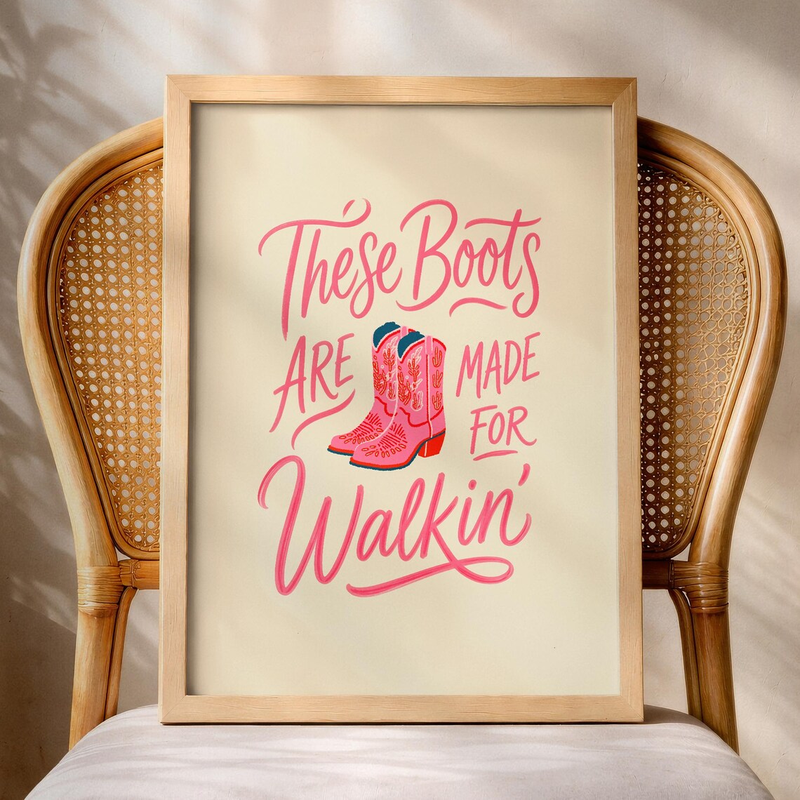These Boots Are Made for Walkin Pink Cowboy Boots Retro Western Wall Art