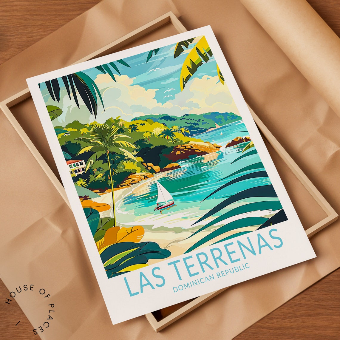 Las Terrenas Dominican Republic Tropical Cove Hideaway Travel Poster - Image 2
