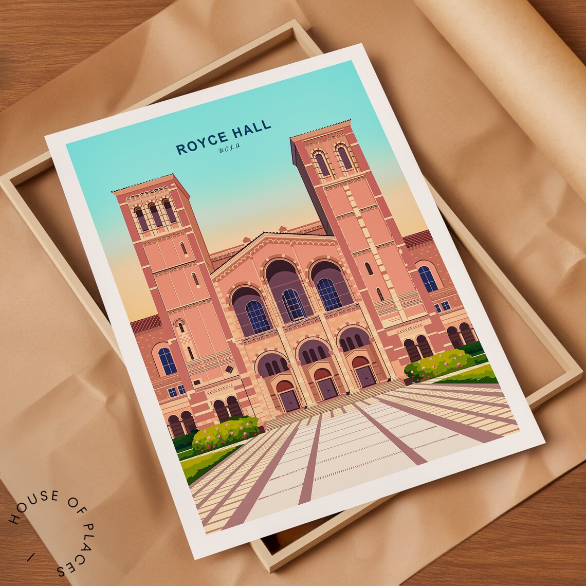 Royce Hall UCLA Los Angeles Campus Landmark Graduation Art Poster - Image 2