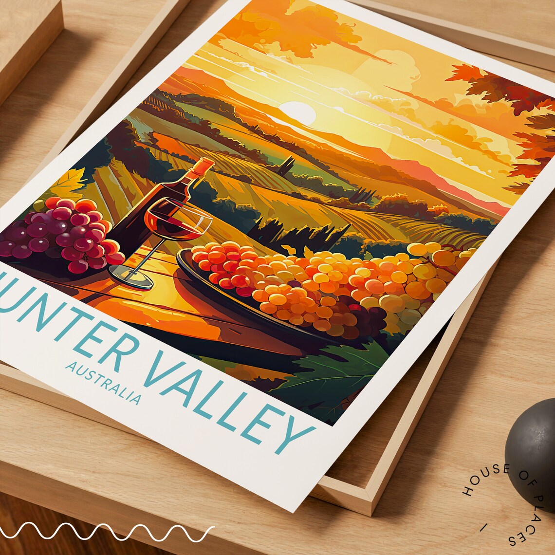 Hunter Valley Travel Poster, Australia Sunset Print - Image 3
