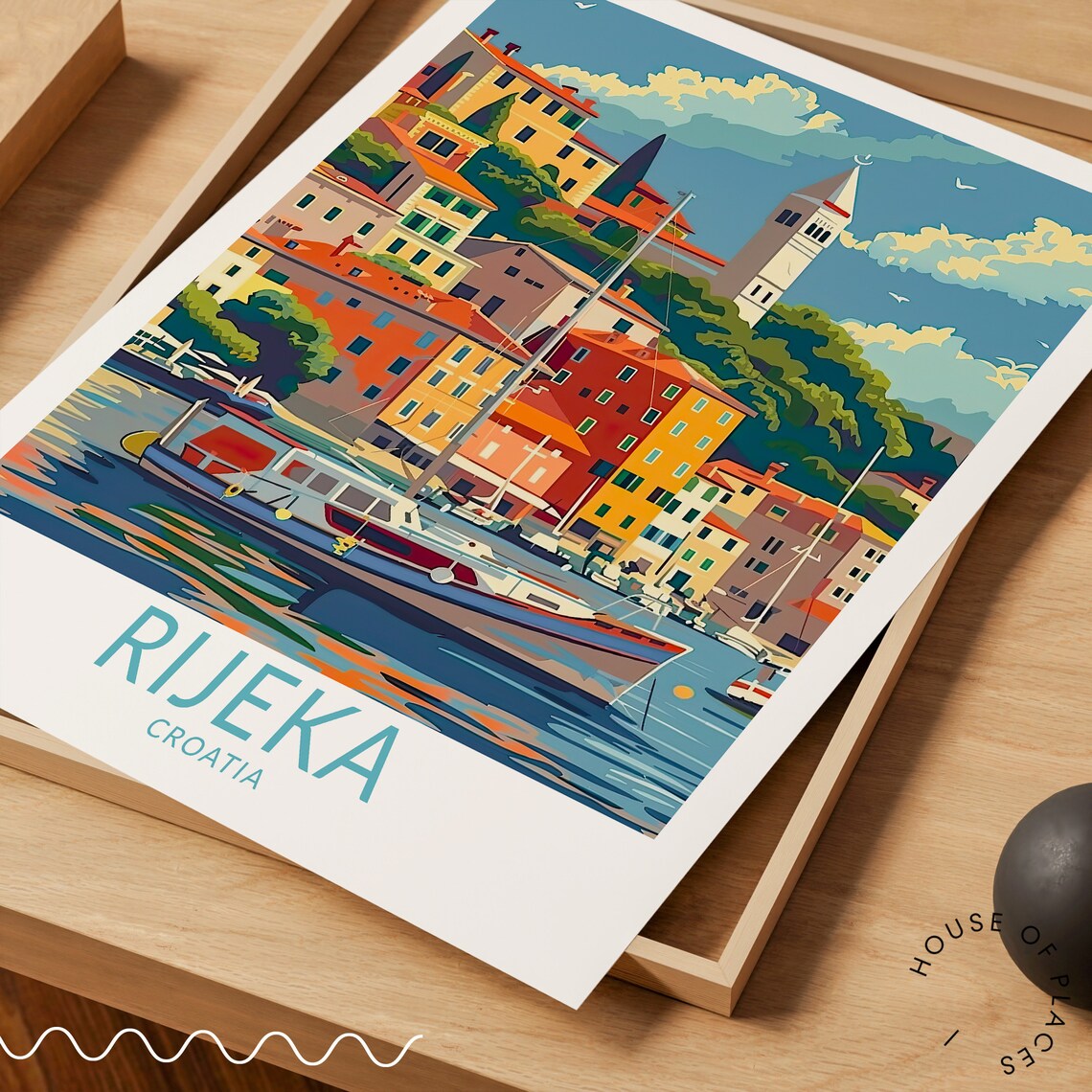 Rijeka Croatia Harbor And Old Town Adriatic Coast Travel Poster - Image 3