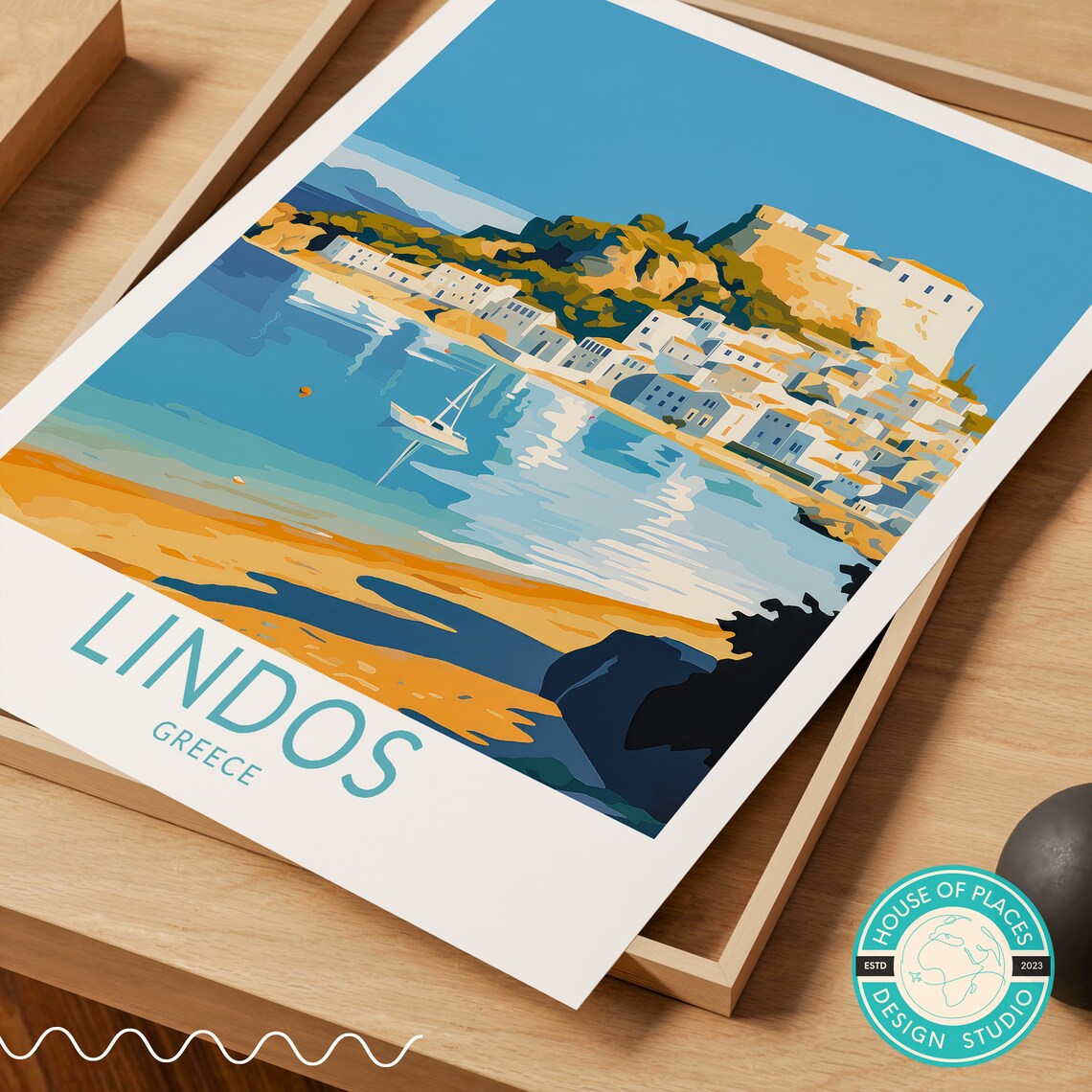 Lindos Greece Travel Poster, Europe Wall Art Print - Image 2