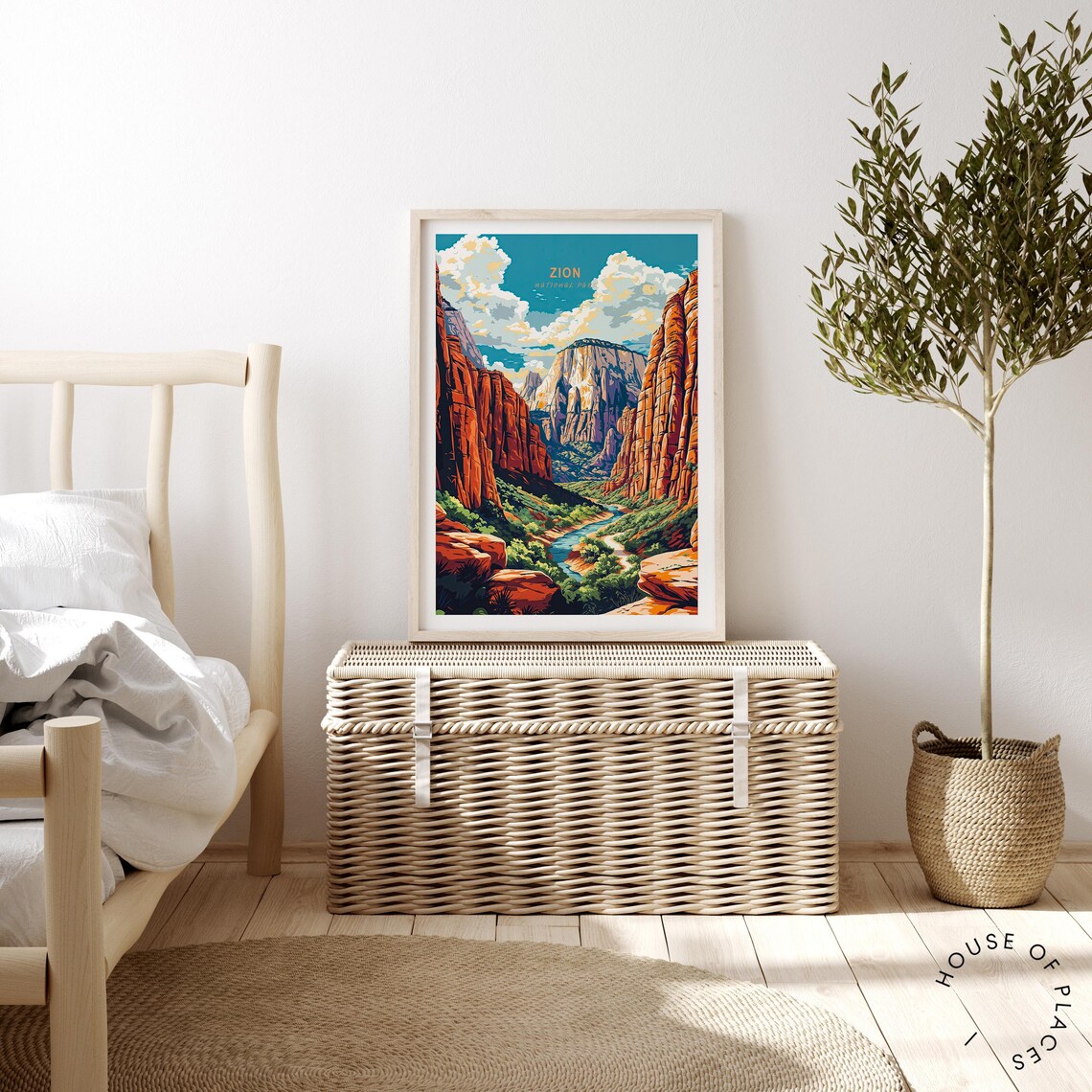 Zion National Park Red Rock Canyon River Retro Travel Poster Art - Image 4
