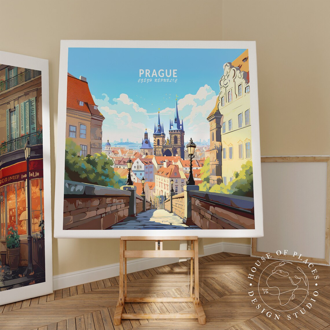 Prague Czech Republic Travel Poster, Square Wall Decor - Image 2