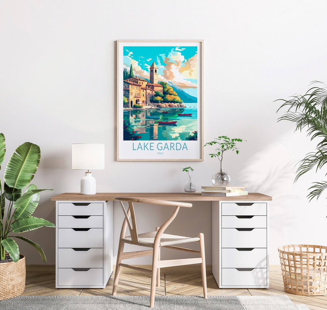 Lake Garda Italy Travel Poster, Europe Wall Decor - Image 2