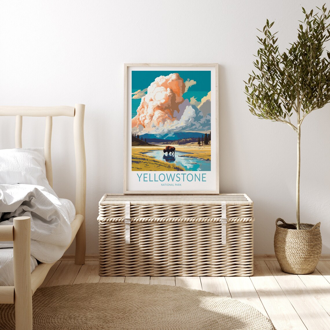 Yellowstone National Park Travel Poster, Wyoming - Image 3
