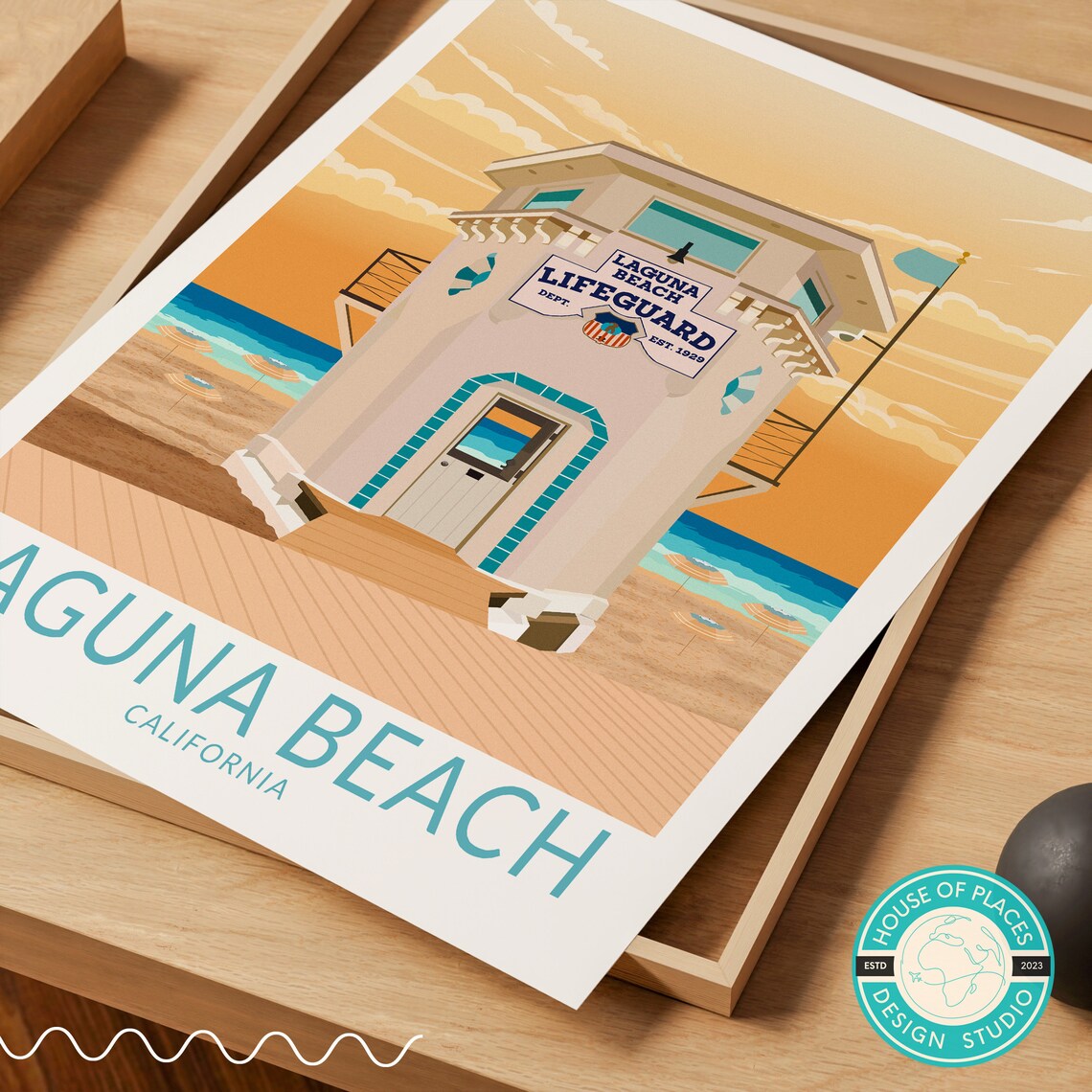 Laguna Beach Lifeguard Tower Travel Poster - Image 2