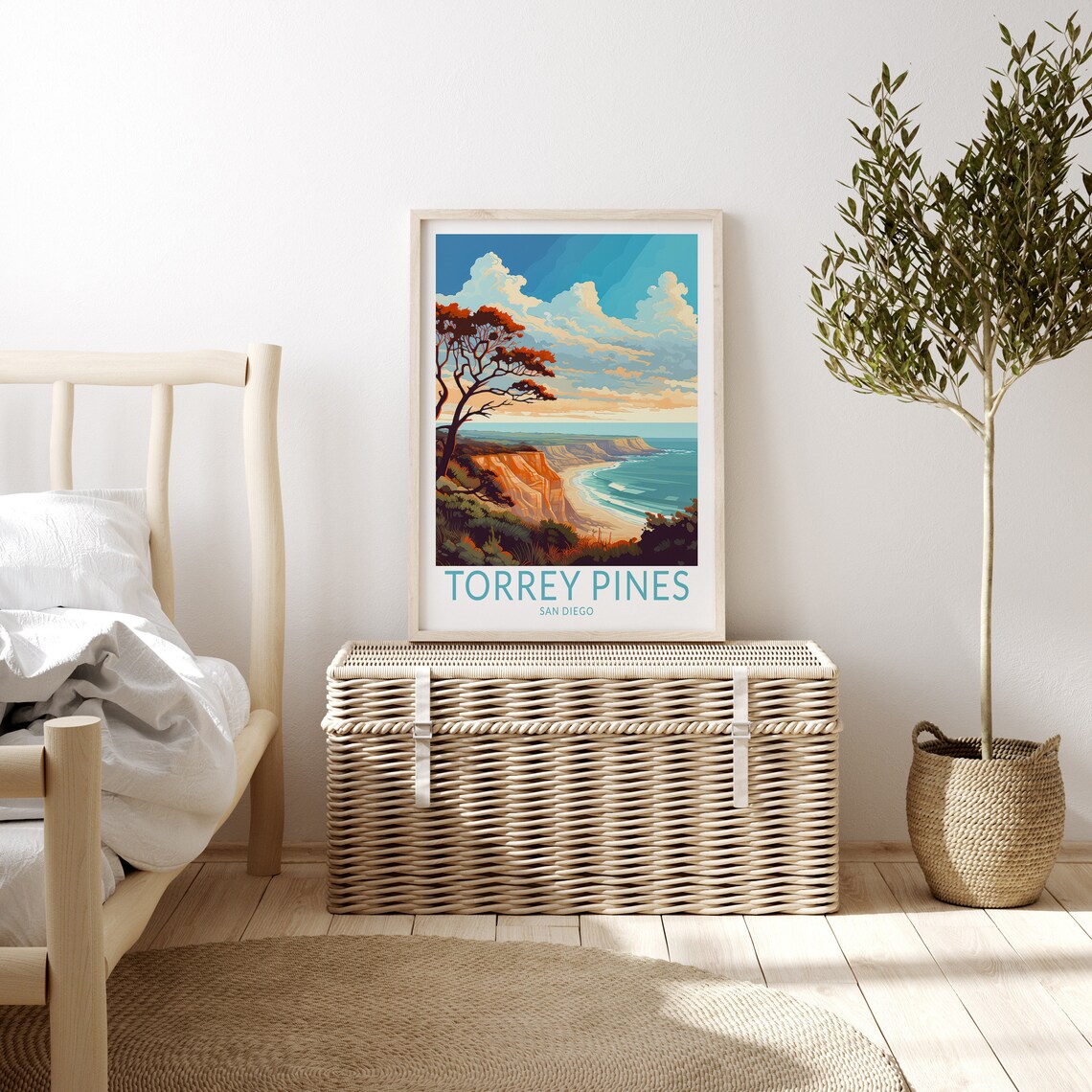 Torrey Pines San Diego Travel Poster, California Coast - Image 3