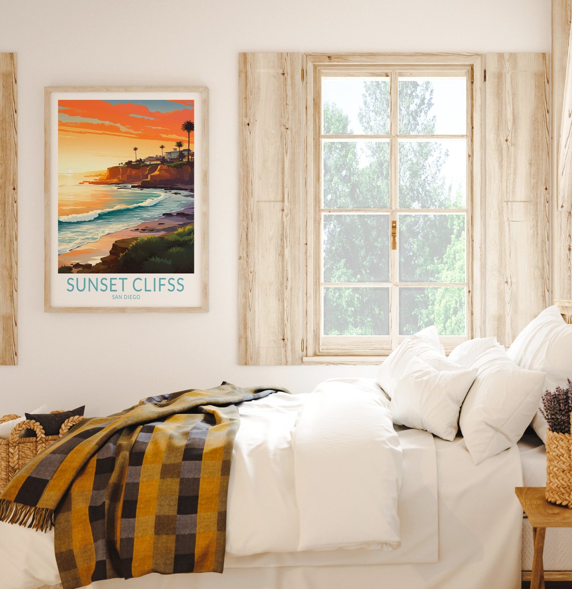 Sunset Cliffs San Diego Orange Sunset Coast Travel Art Poster - Image 2