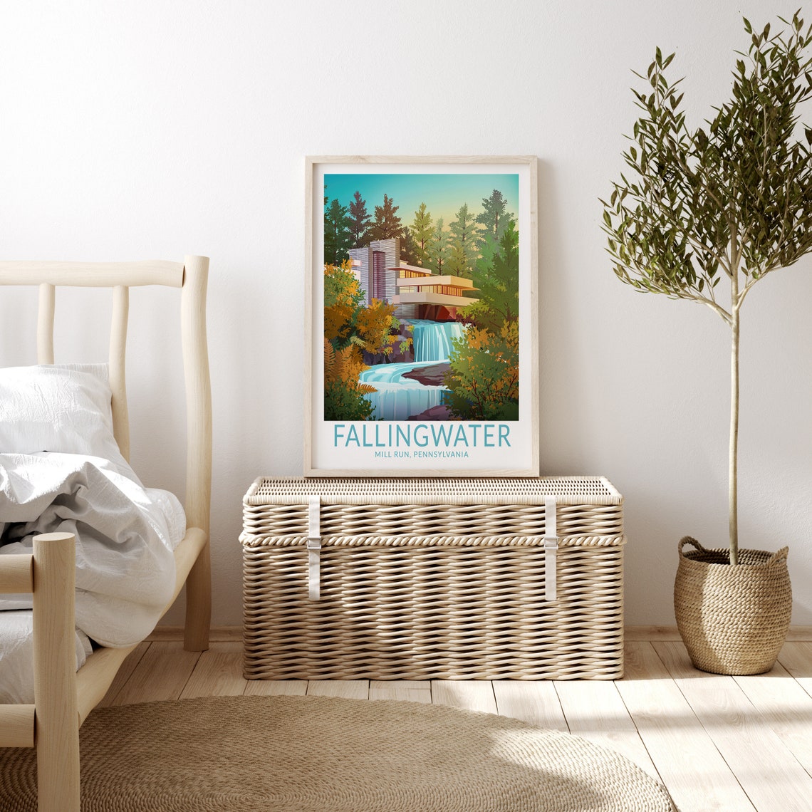 Fallingwater Mill Run Pennsylvania Frank Lloyd Wright Travel Poster - Image 3
