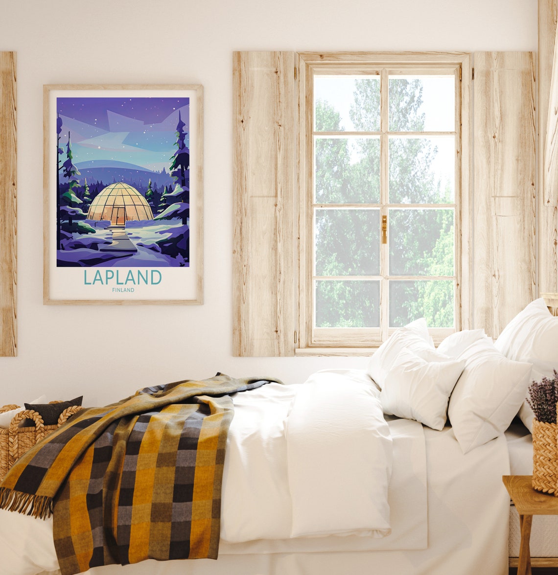 Lapland Finland Glass Igloo Starry Snowy Night Travel Poster - Image 2