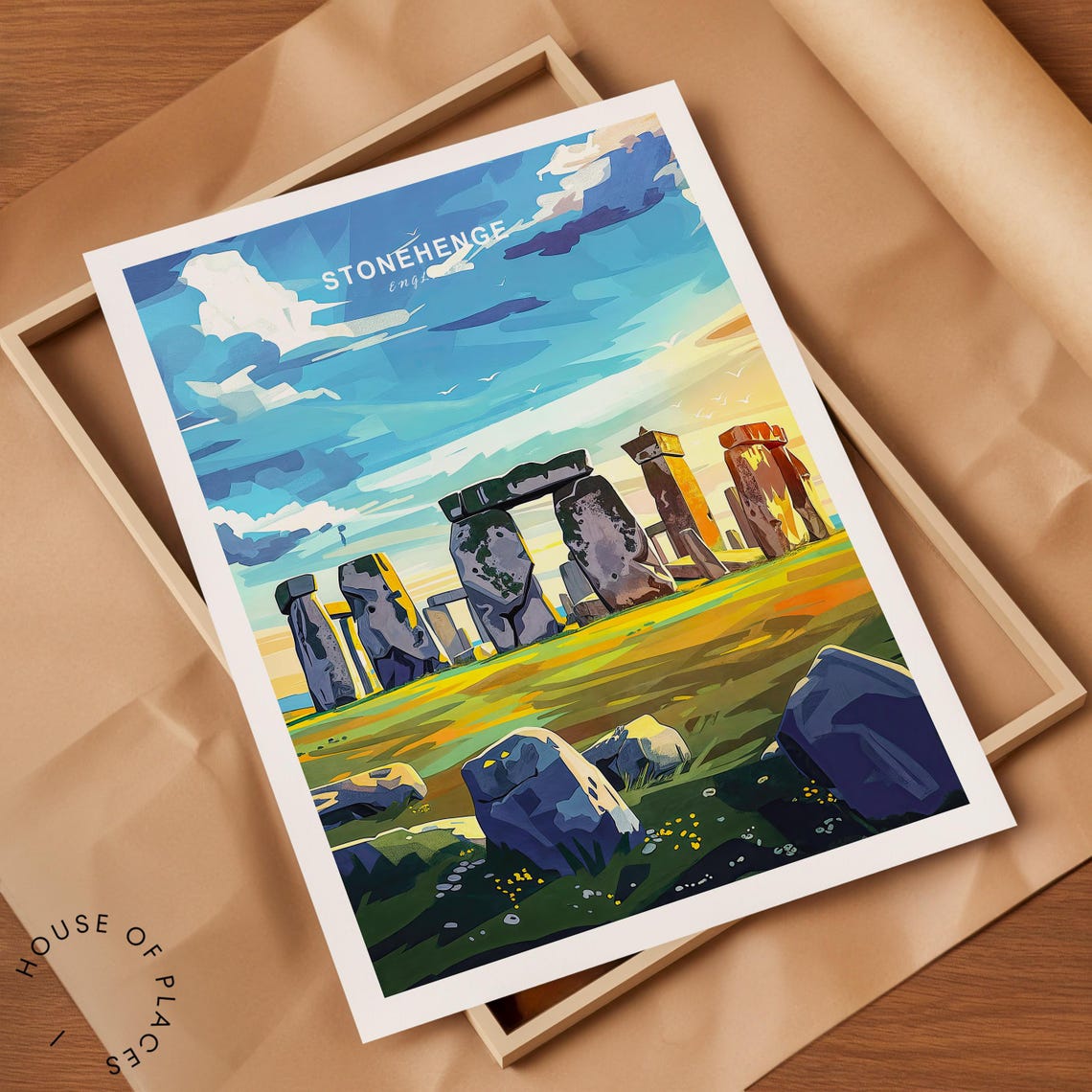 Stonehenge England Travel Poster Ancient Stones Sunset Sky View - Image 2
