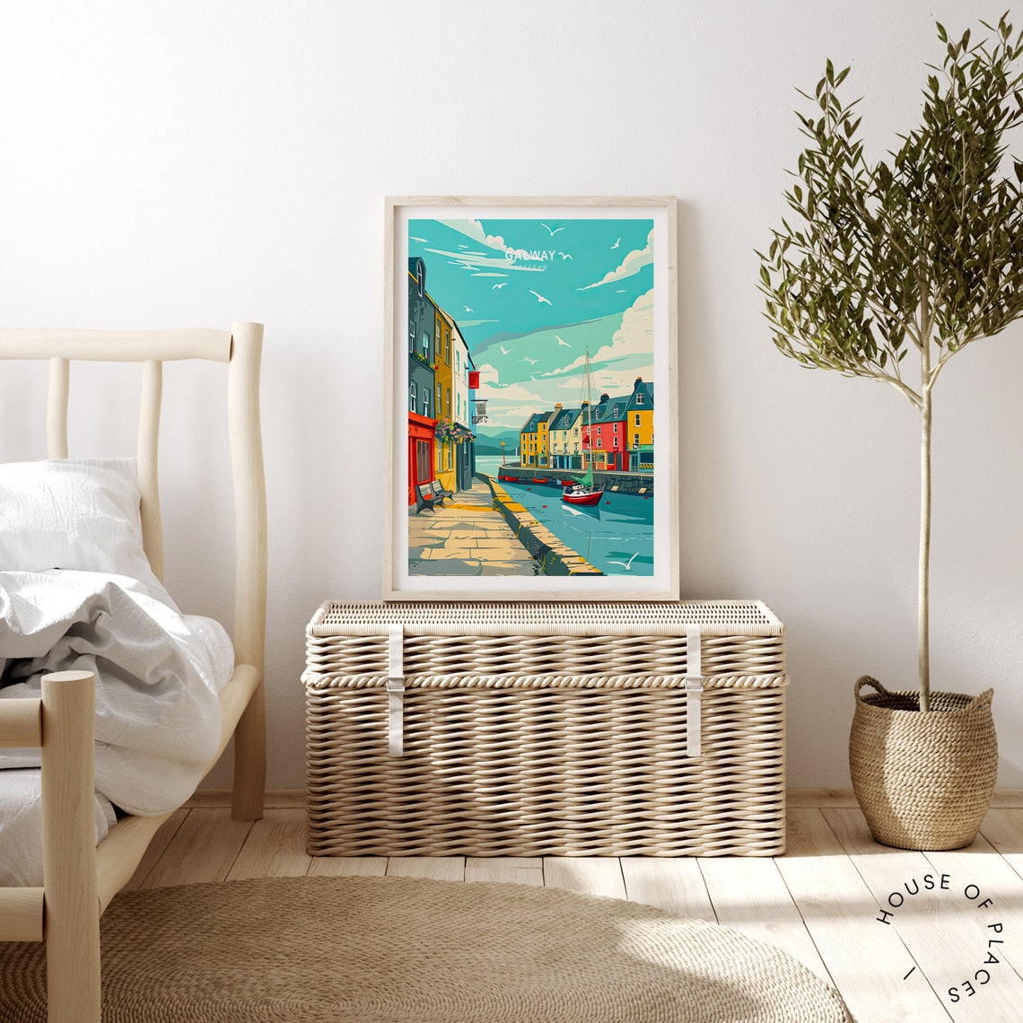 Galway Ireland Colorful Claddagh Harbor Waterfront Travel Poster - Image 3