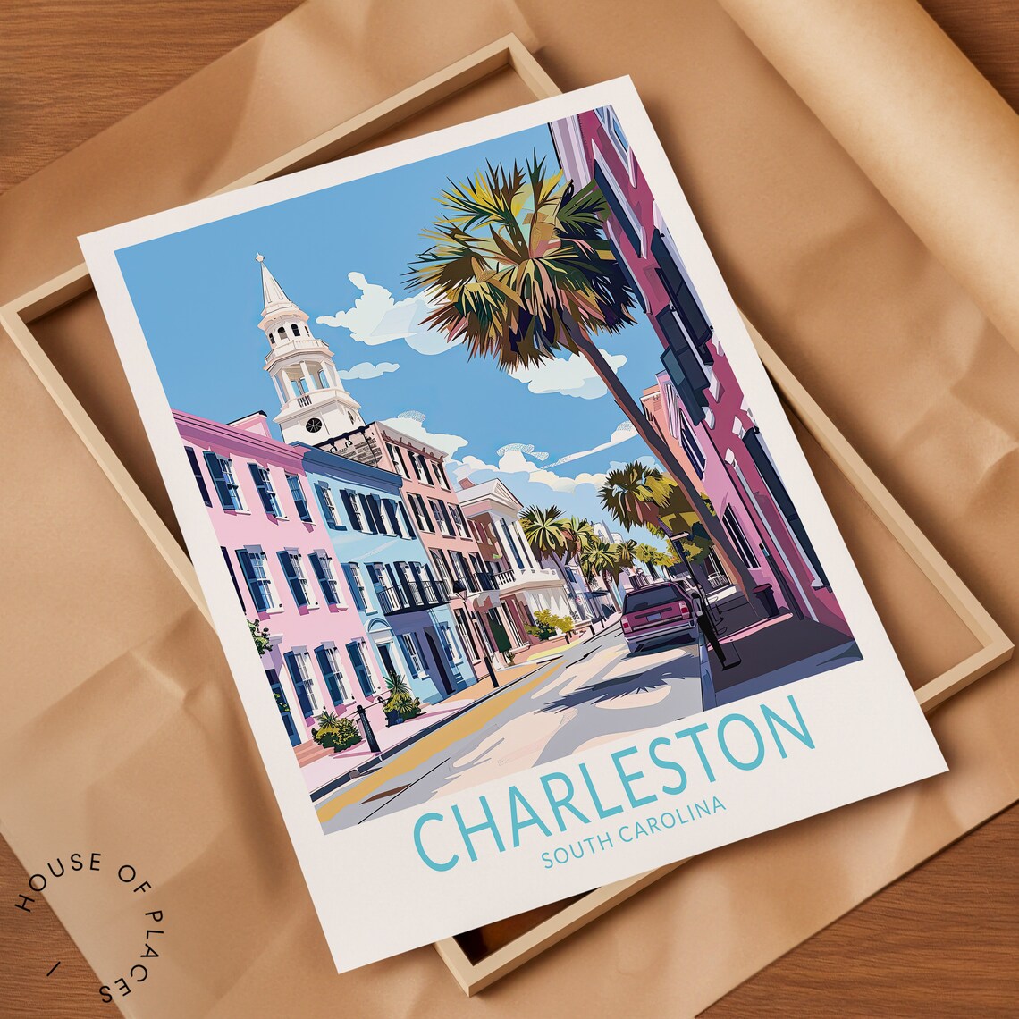 Charleston Travel Poster South Carolina Travel Wall Art Charleston Travel Home Decor Birthday Gifts Personalised Present - Image 2